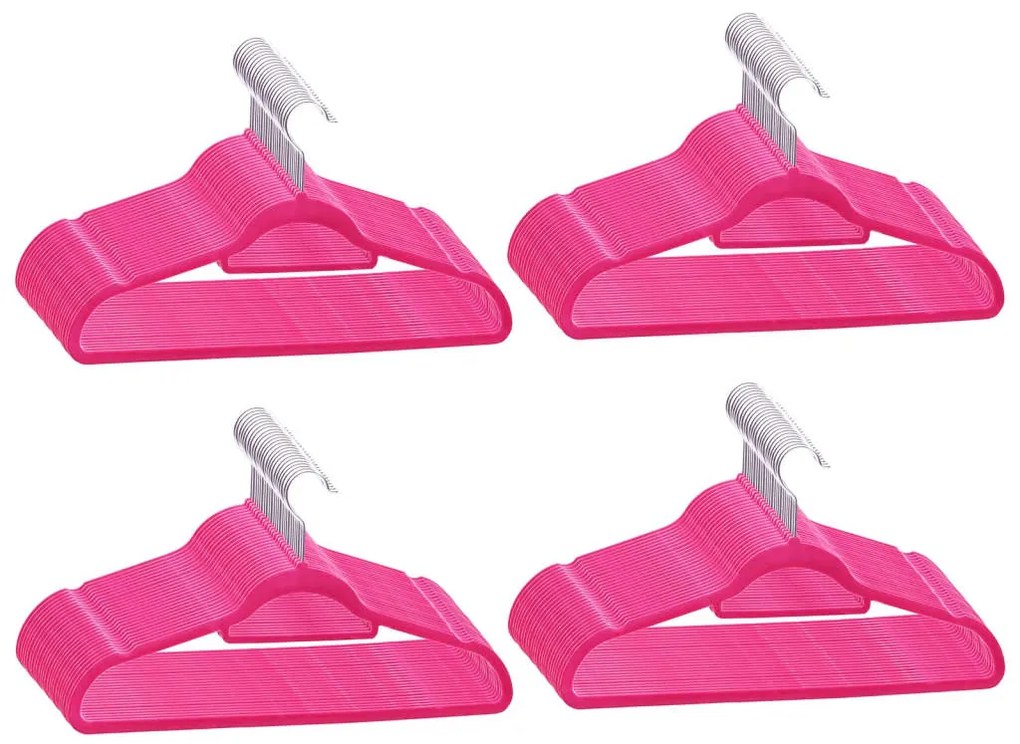 100 pcs conjunto de cabides antiderrapantes veludo rosa