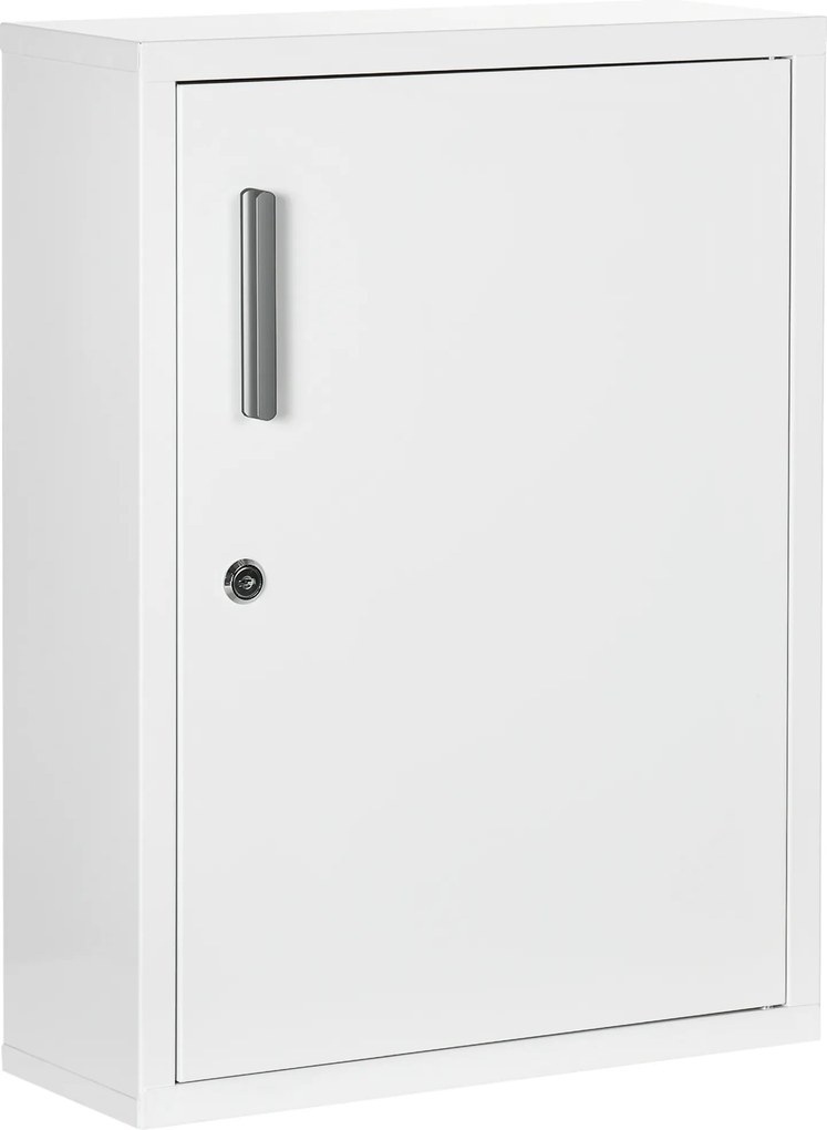 Armário de medicamentos com 2 prateleiras e 3 níveis 40 x 15 x 53,5 cm, porta com fechadura e 2 chaves, branco