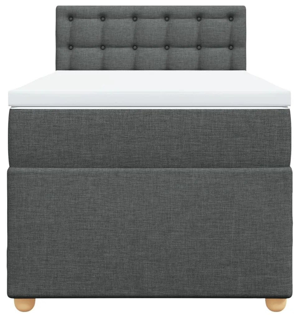 Cama com molas/colchão 90x190 cm tecido cinza-escuro