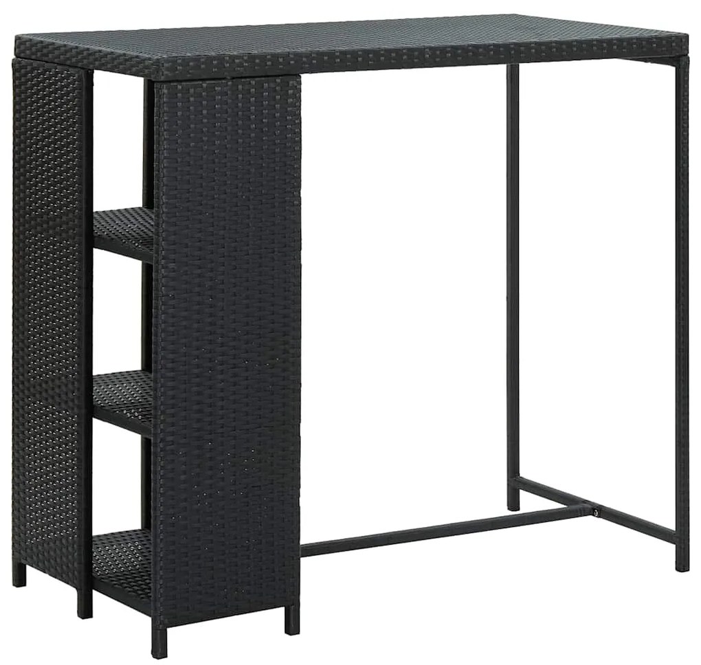 3 pcs conjunto de bar para jardim c/ almofadões vime PE preto