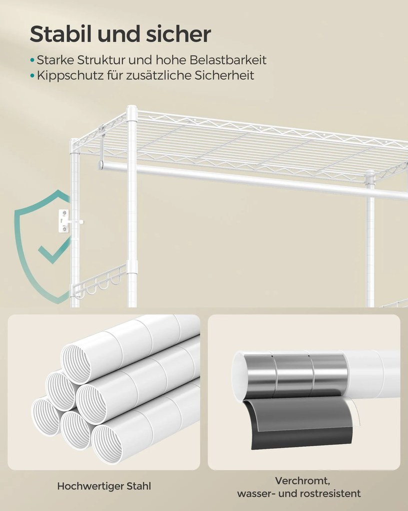 Guarda roupa com 2 gavetas 40 x 90 x 180 cm Cinzento e branco