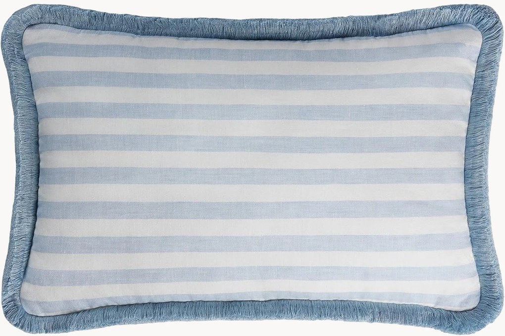 Almofada de linho artesanal às riscas Happy Pillow