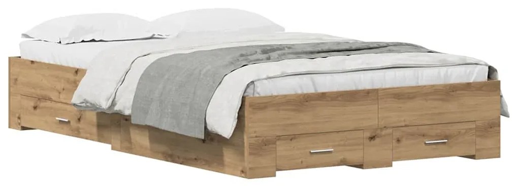 Estrutura de Cama com Gavetas Carvalho Artesanal 120x200 cm Madeira de