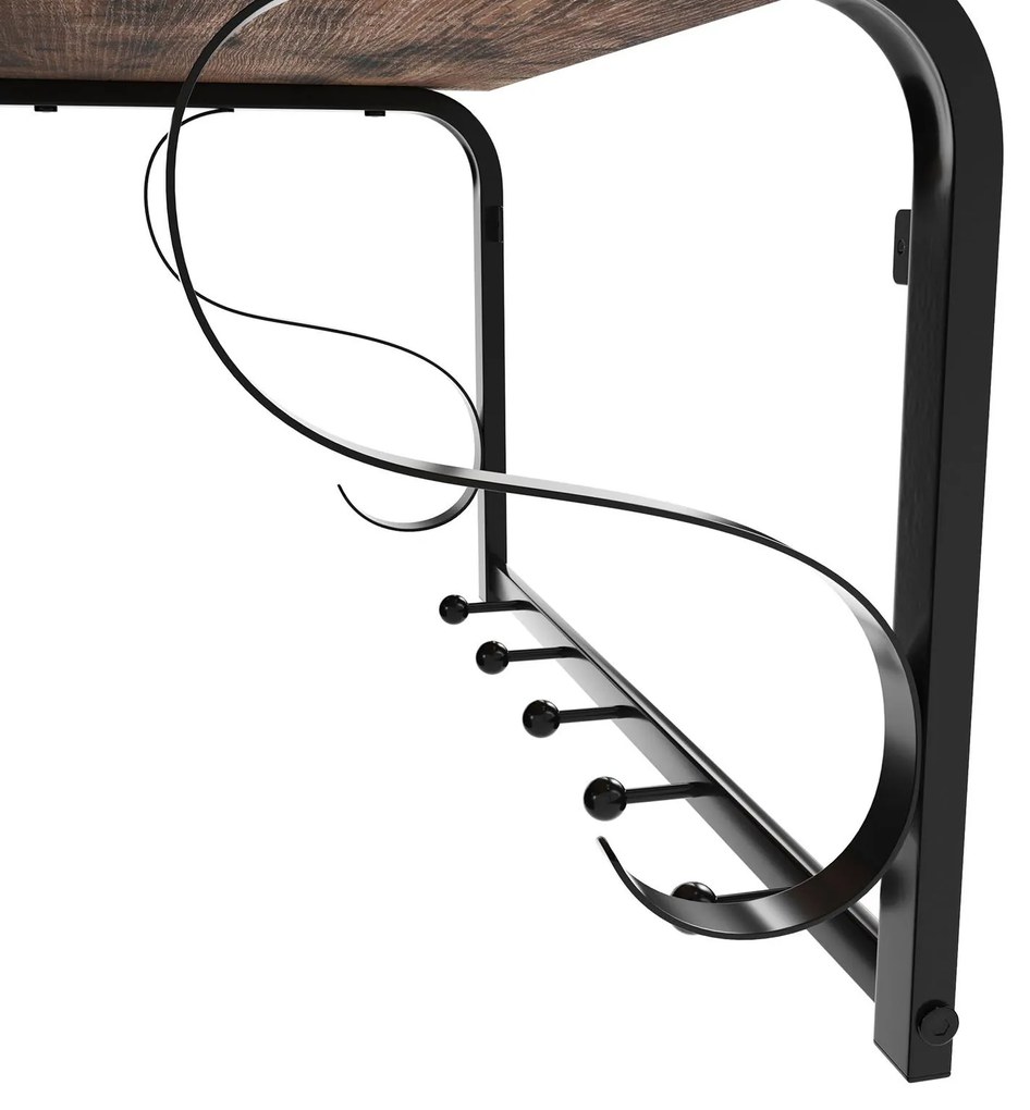 Cabide de parede com estilo industrial 60 x 30 x 32 cm Castanho vintage + preto
