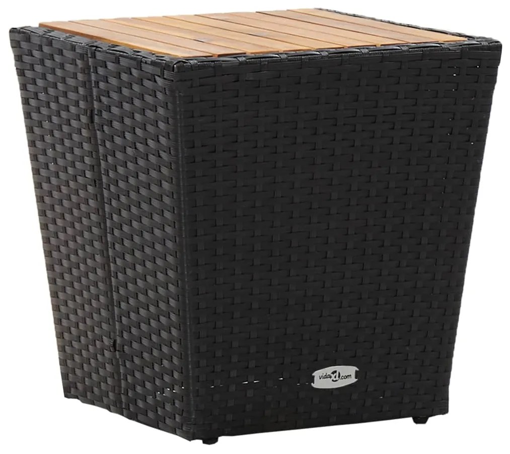46197 vidaXL Mesa de chá 41,5x41,5x43 cm vime PE e acácia maciça preto