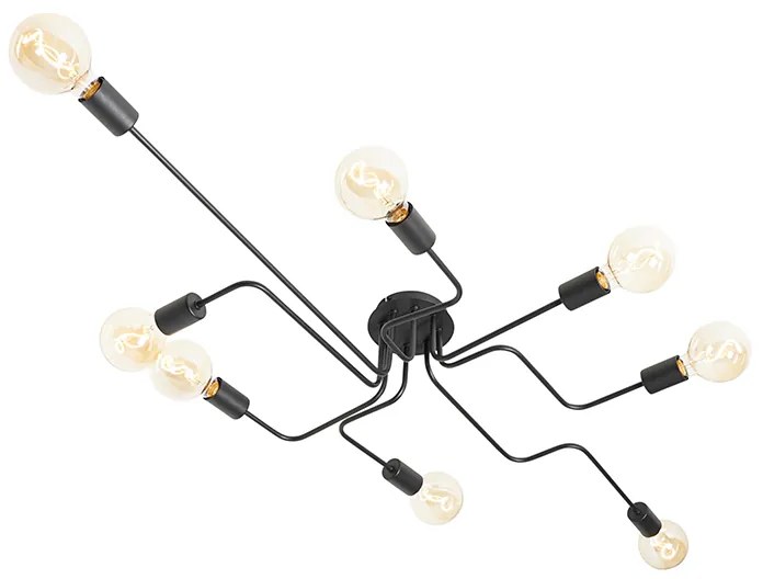 Candeeiro de teto design preto 8 luzes - Facile