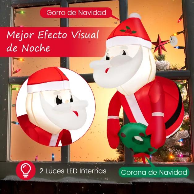 Pai Natal insuflável de Natal suspenso com luzes LED embutidas para festas 45 x 60 x 100 cm vermelho
