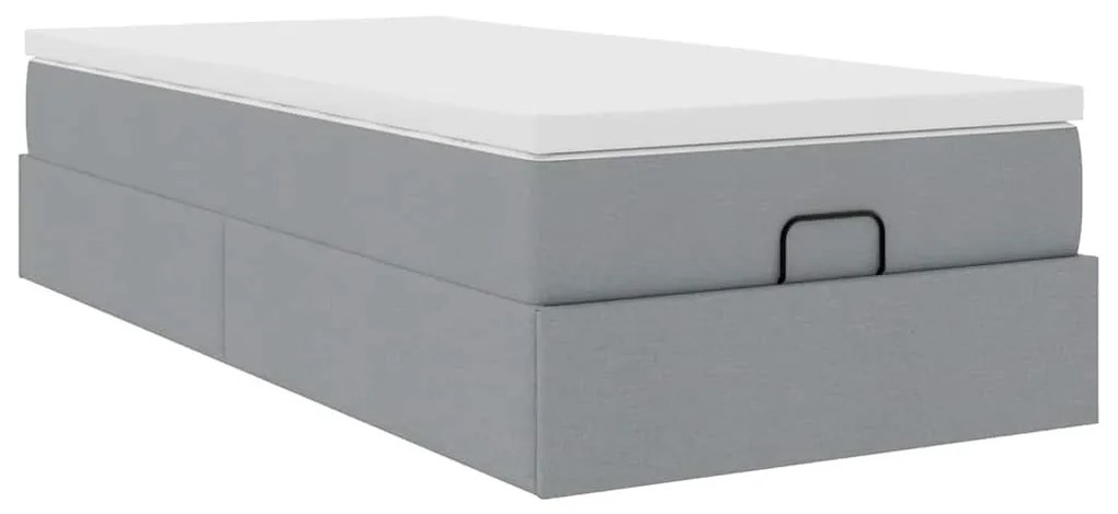 Estrutura cama otomana colchão 90x190 cm tecido cinzento claro
