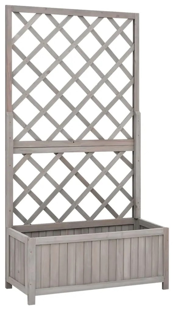 Vaso com treliça para jardim 70x30x135 cm abeto maciço cinzento