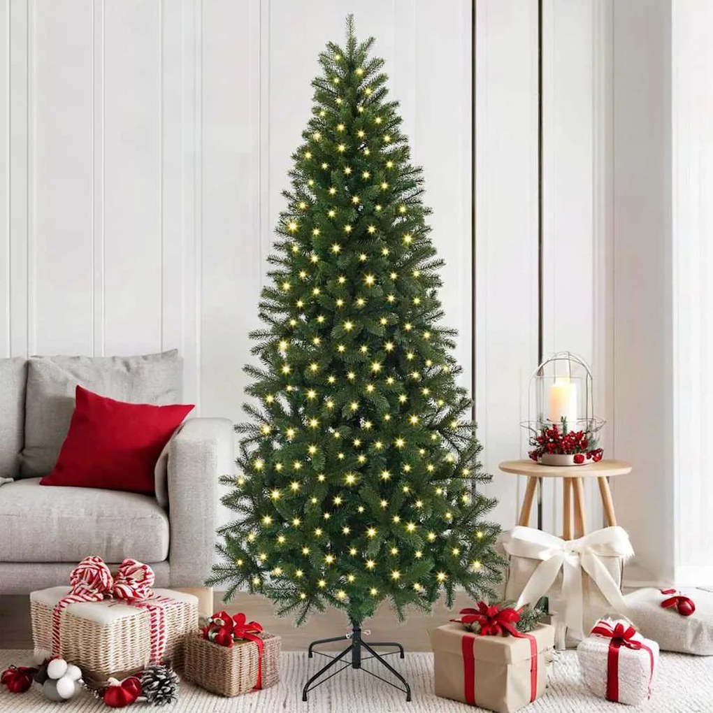 vidaXL Árvore de Natal Artificial com 300 LEDs Verde 180 cm PE e PVC