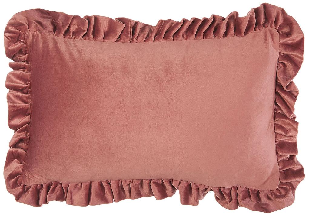 Conjunto de 2 almofadas em veludo rosa 30 x 50 cm KALANCHOE Beliani