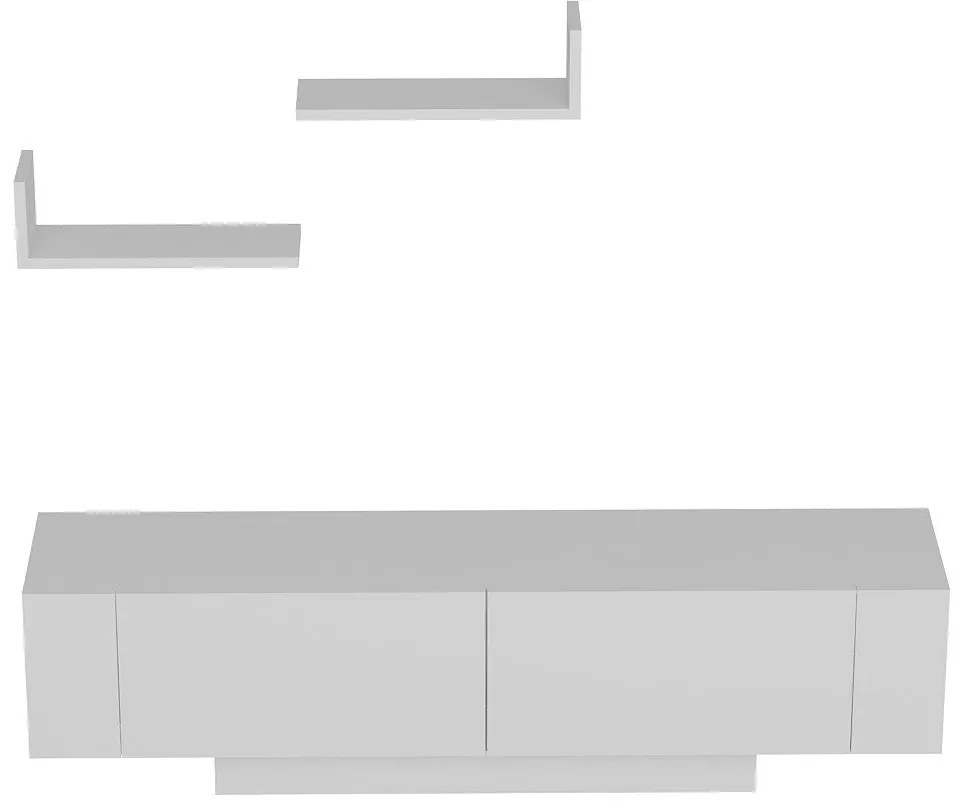 Móvel de TV "Ekol" com Prateleiras de Parede – Branco - 150x31.5x40 cm