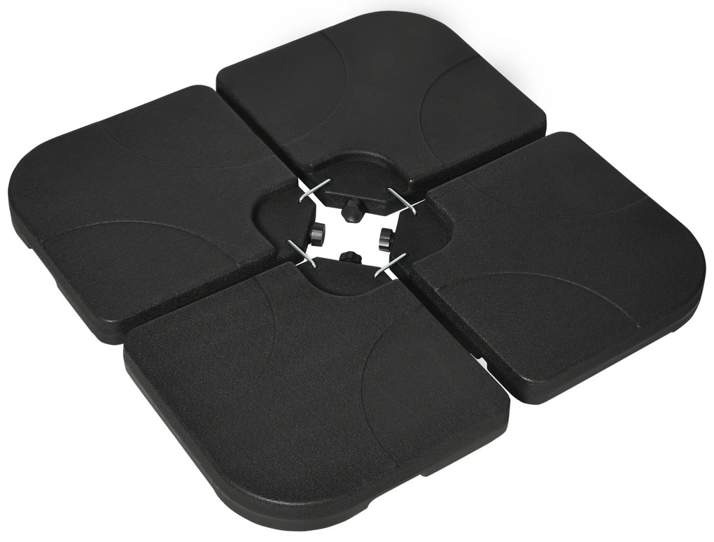 Outsunny Conjunto de Pesos para Base de Chapéu de Sol de 4 Peças Preenchível com 15 Litros de Água ou 19,5 kg de Areia Preto