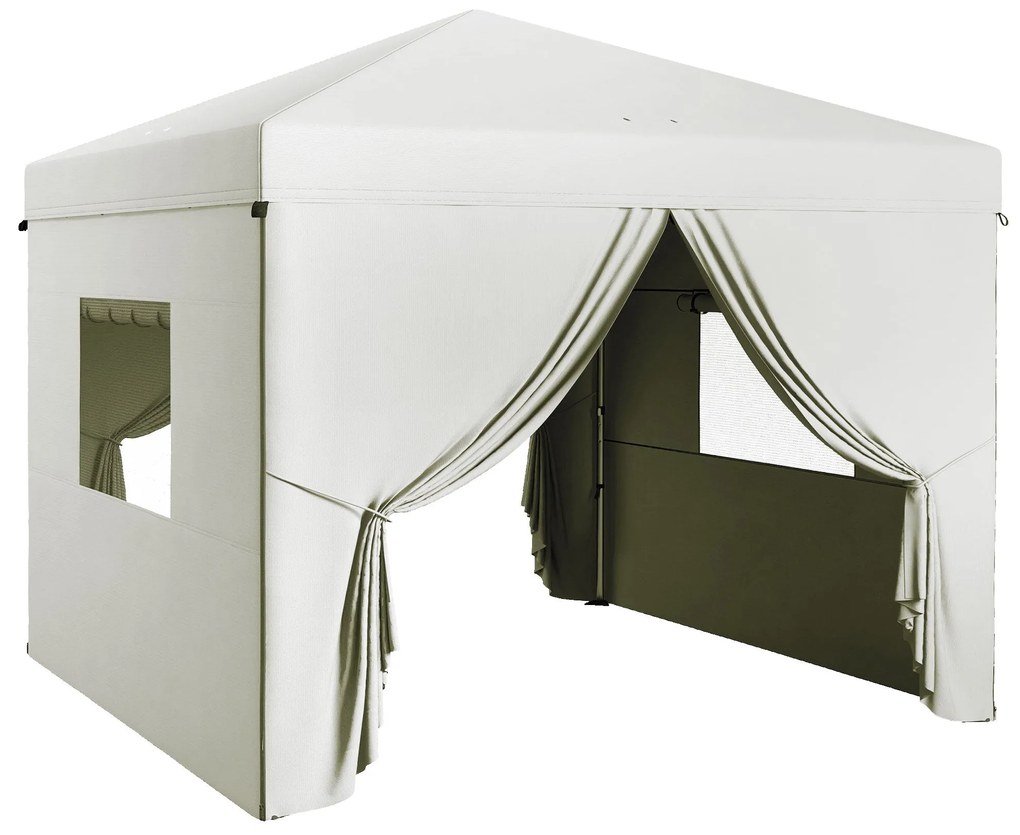 Tenda Dobrável 3x3 m Tenda de Jardim com 4 Paredes Laterais 2 Janelas