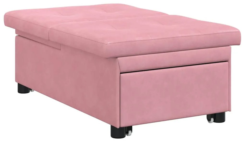Sofá-cama 3 em 1 Design Retrátil Veludo Rosa
