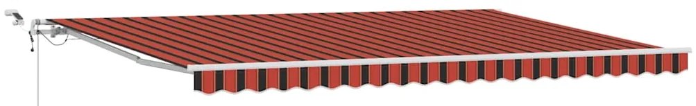 Toldo Retrátil Automático com LED em Laranja e Castanho, 500x300 cm