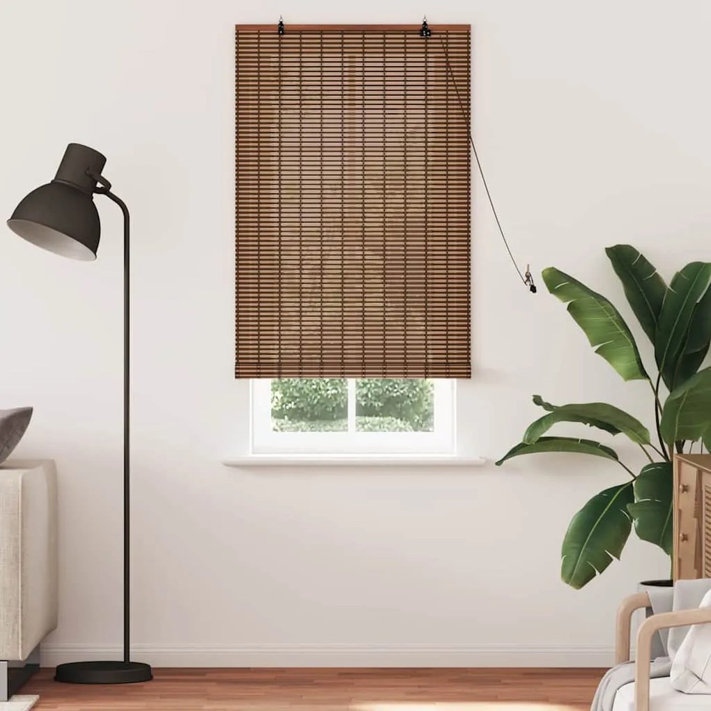 Persiana de Janela com cortinas Manual Castanho 90 x 220 cm Bambu