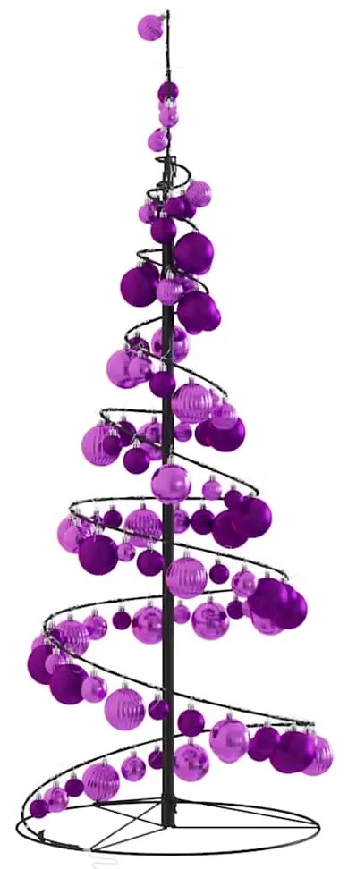 Árvore de Natal LED com Baubles 80 LEDs Branco Quente 120 cm