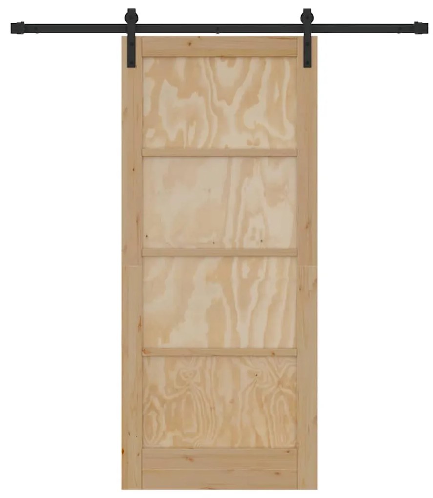 Porta Deslizante 86x198,5 cm Conjunto de 2 Natural e Preto