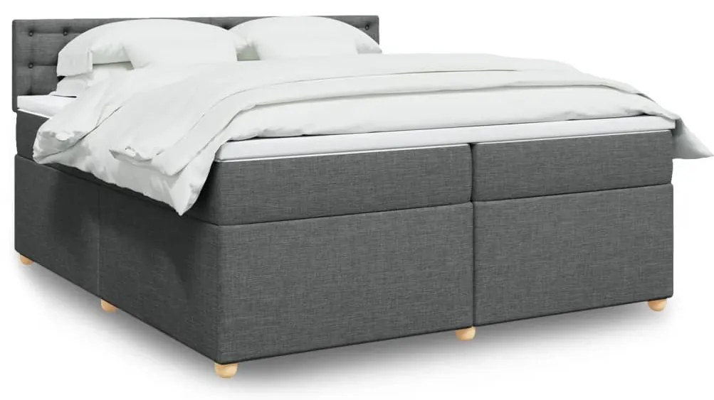 vidaXL Cama com molas/colchão 200x200 cm tecido cinzento-escuro