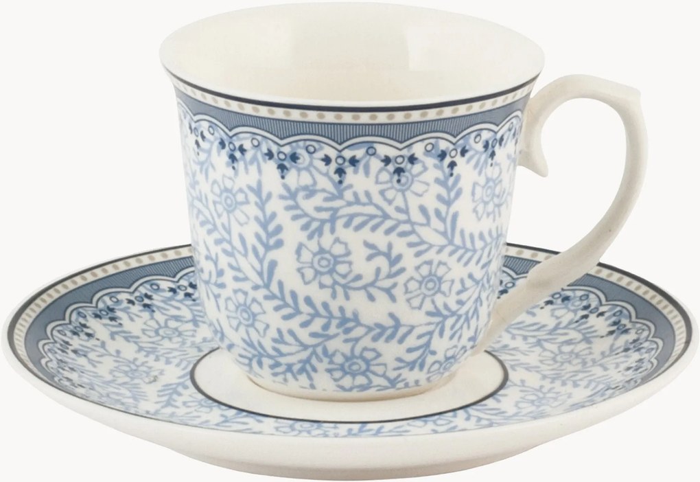 Chávenas de café em porcelana com pires Blue Dream, conjunto de 2