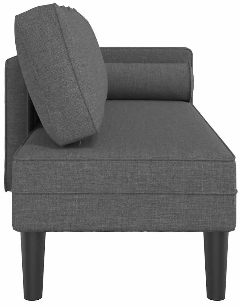 Chaise lounge com almofadões tecido cinzento-escuro
