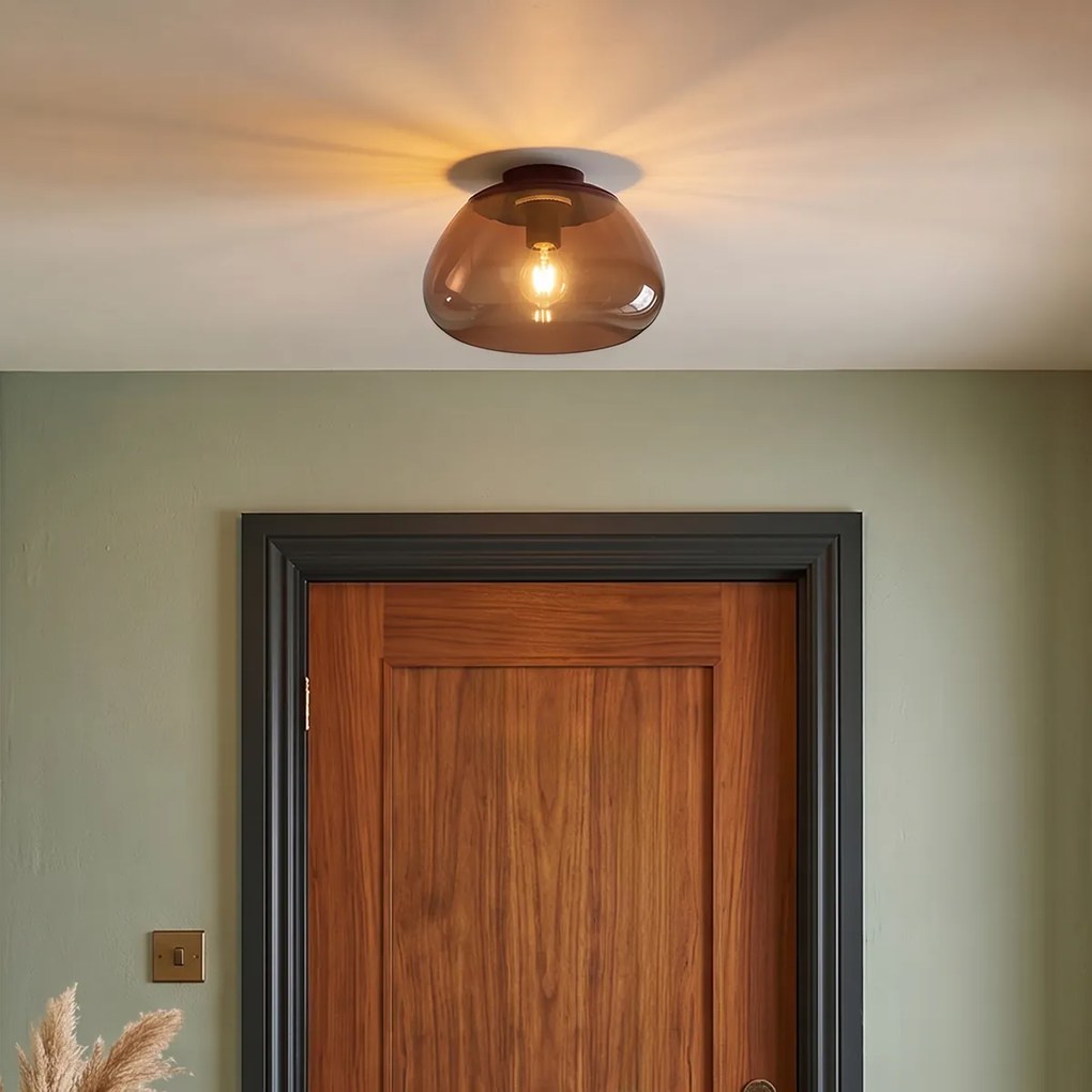 Candeeiro de Teto de Design Castanho com Vidro Castanho - Giselle