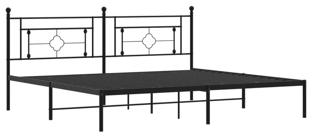 Estrutura de cama com cabeceira 200x200 cm metal preto