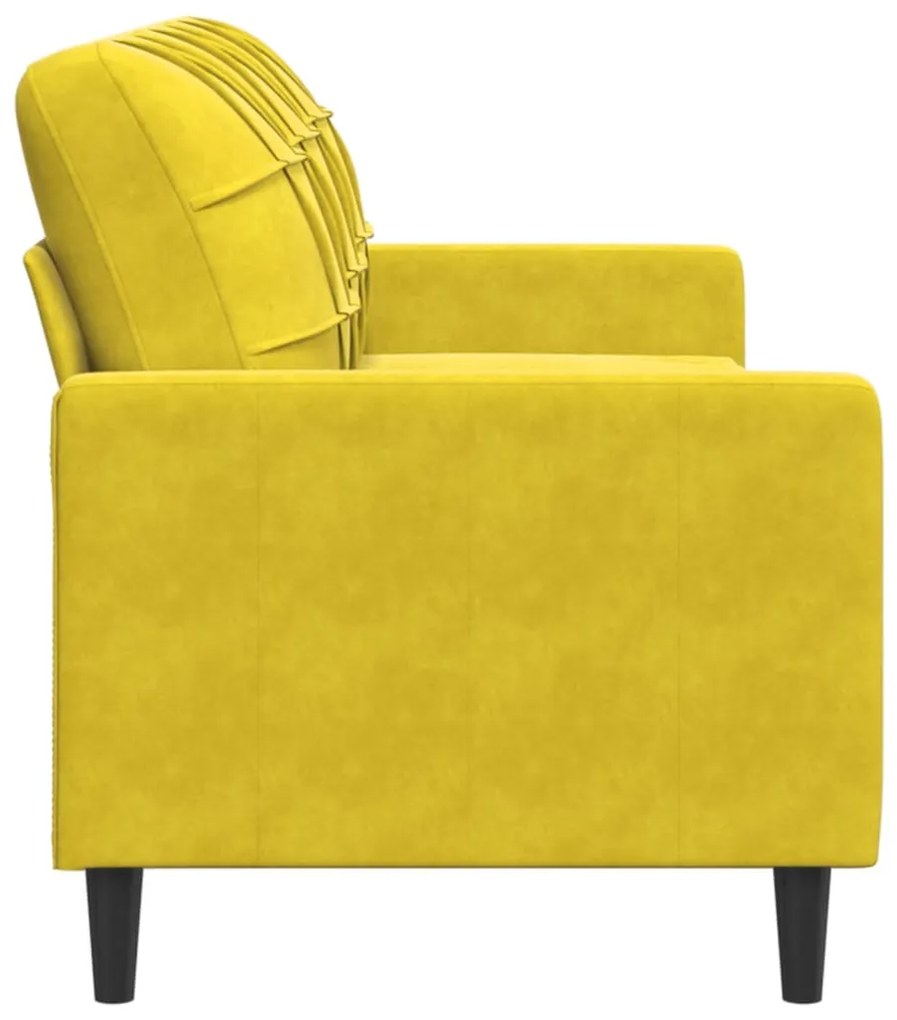 Sofá de 3 lugares 180 cm veludo amarelo