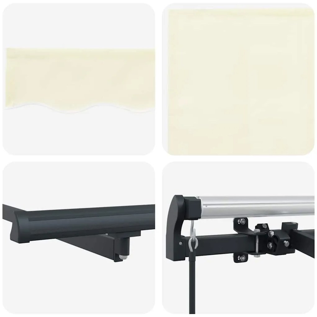 Toldo Retrátil Manual Creme Antracite Castanho 400 x 200 cm