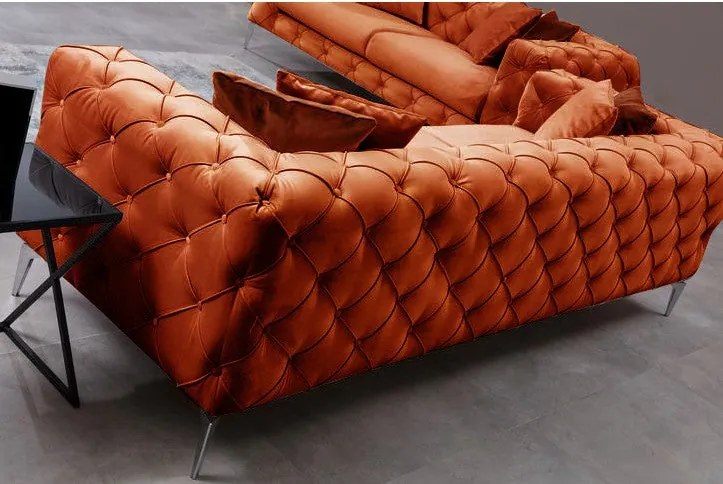 Sofá de 3 Lugares Como – Laranja – 237 cm x 73 cm x 90 cm