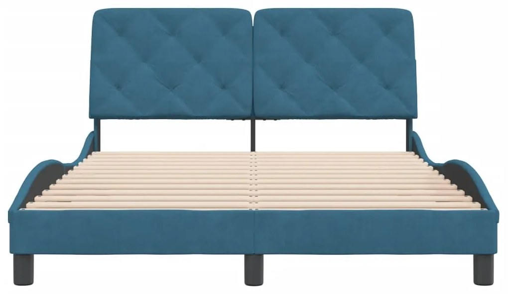 Estrutura de cama c/ cabeceira 140x200 cm veludo azul