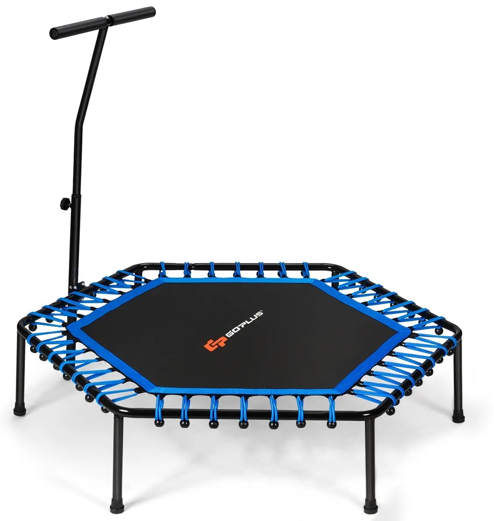 Trampolim de treino de fitness para ginásio com cabo ajustável 129 x 114 x 96-112 cm azul