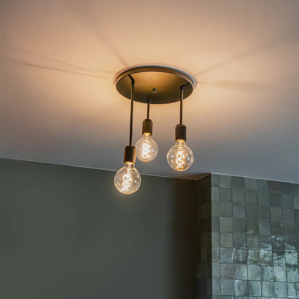 LED Candeeiro de teto inteligente preto com 3 lâmpadas Wi-Fi G95 - Facil Moderno