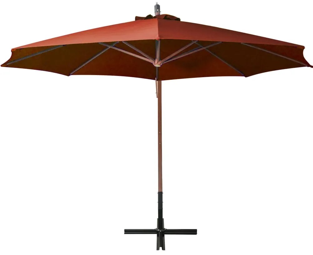 Guarda-sol de jardim suspenso com poste abeto maciço terracotta