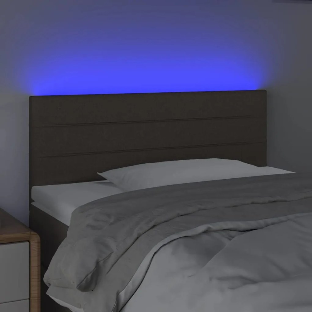 Cabeceira cama luzes LED tecido 90x5x78/88cm cinza-acastanhado