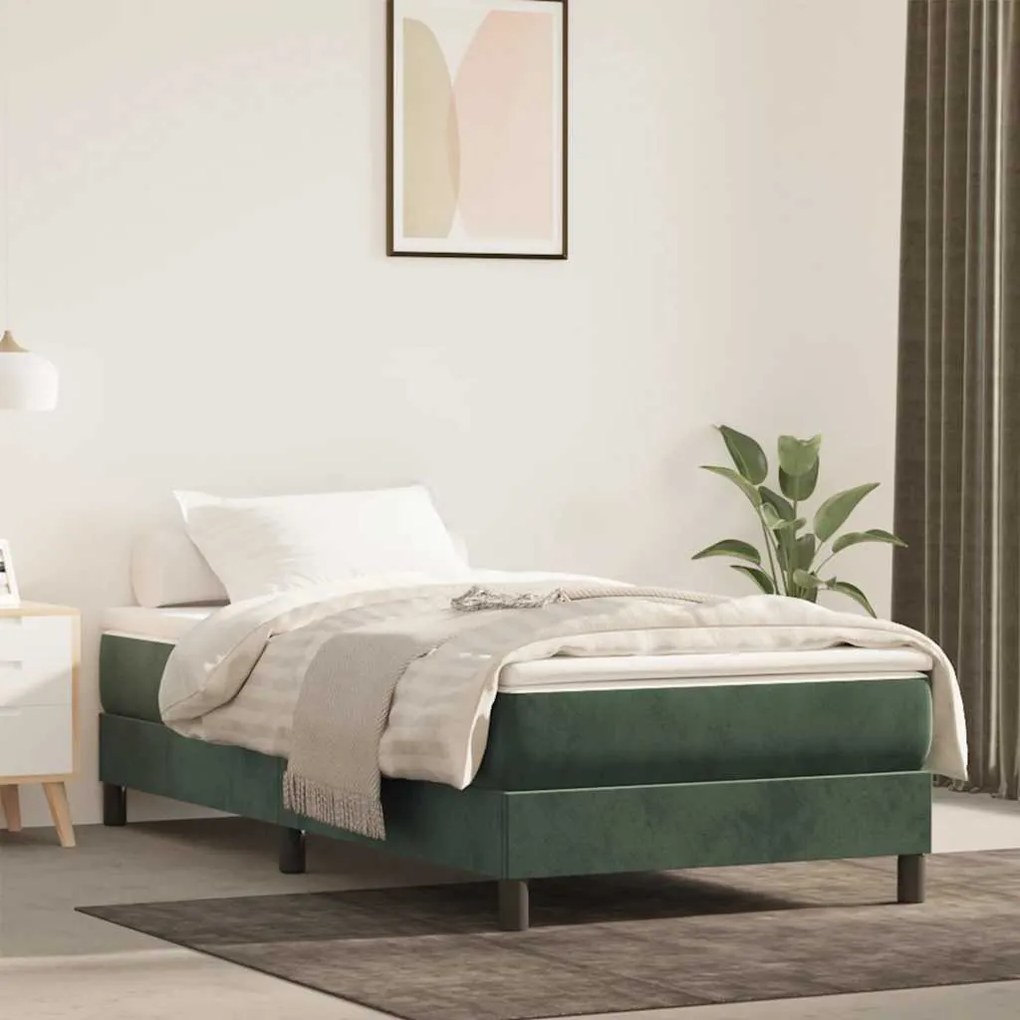 vidaXL Colchão de molas ensacadas 100x220x20 cm veludo verde-escuro