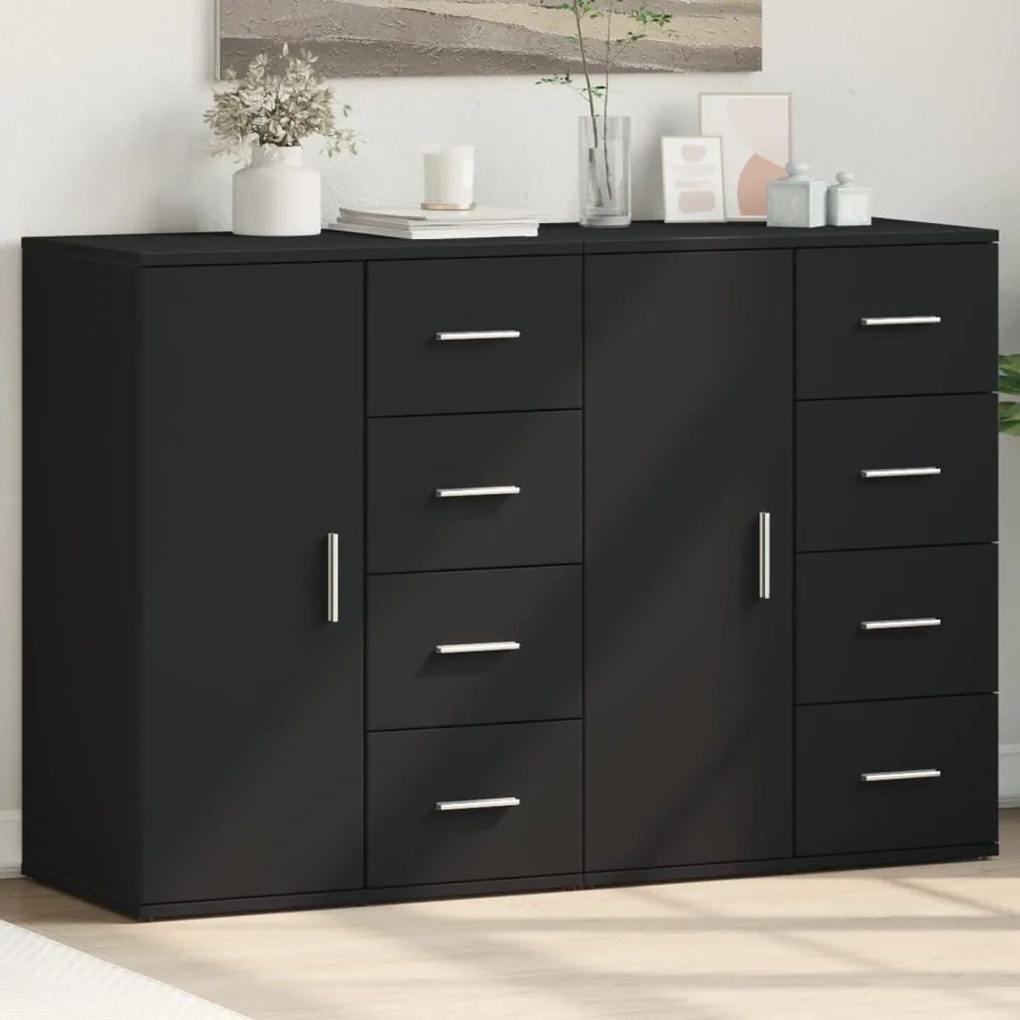 vidaXL Aparadores 2 pcs 59x39x80 cm derivados de madeira preto
