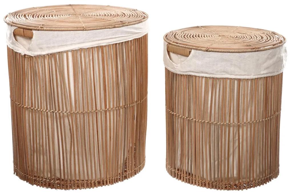 Kave Home - Set Diadorin de 2 cestos de roupa 100% ratã com acabamento natural 48 cm / 58 cm