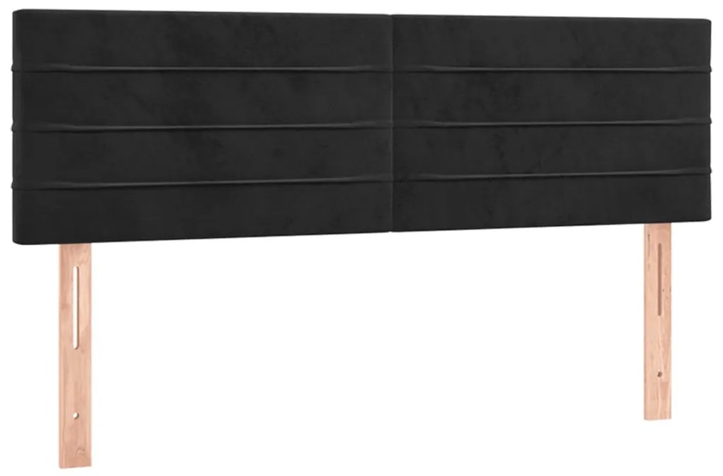 Cabeceira de cama c/ luzes LED veludo 144x5x78/88 cm preto