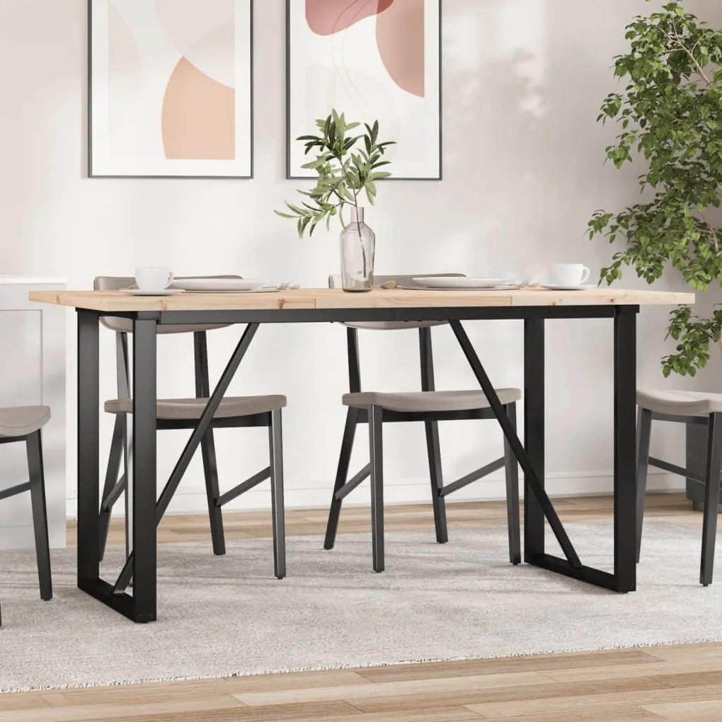 Mesa de jantar estrutura em O 160x80x75,5cm pinho/aço