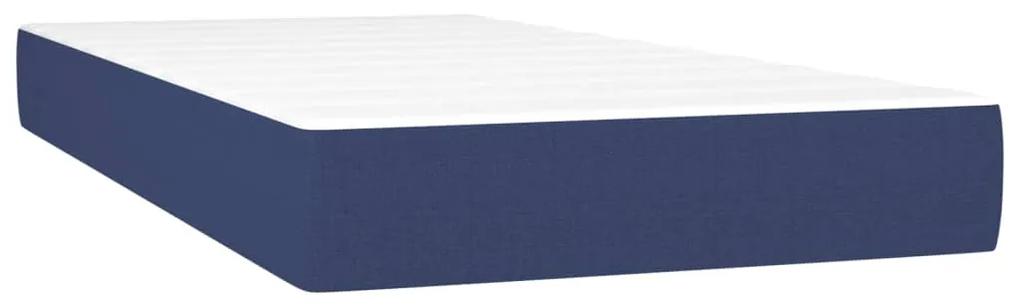Cama box spring c/ colchão e LED 90x200 cm tecido azul