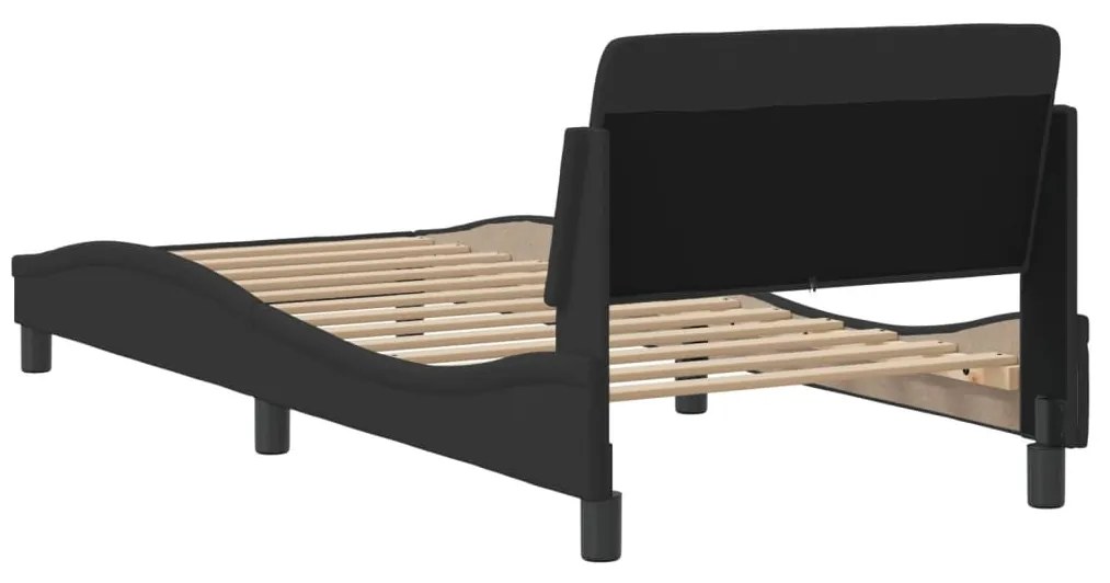 Estrutura cama c/ cabeceira sem colchão tecido 90x190 cm preto