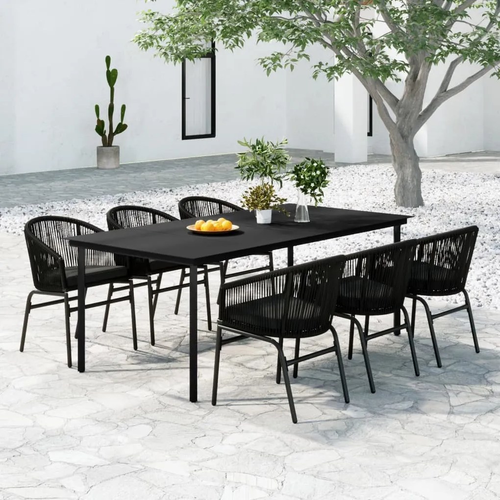 vidaXL 7 pcs conjunto de jantar para jardim preto
