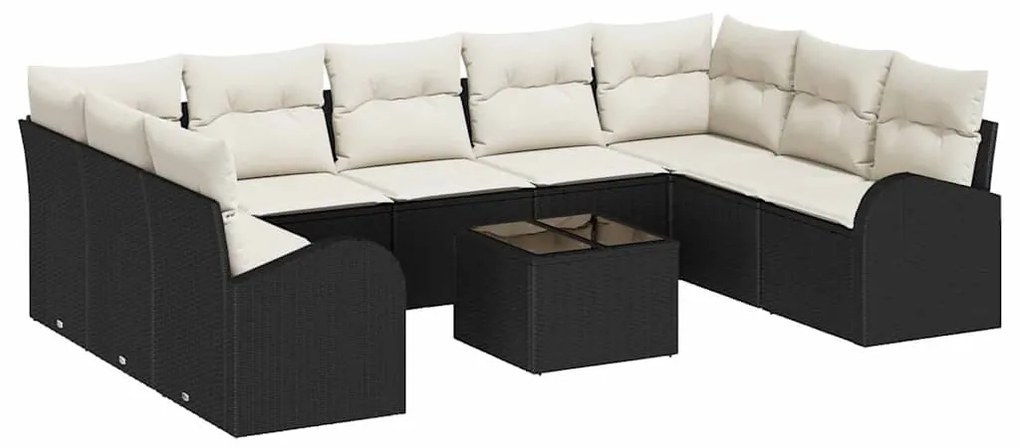 Conjunto de Sofá de Jardim vidaXL com Almofadas de 9 Peças Rattan PE M