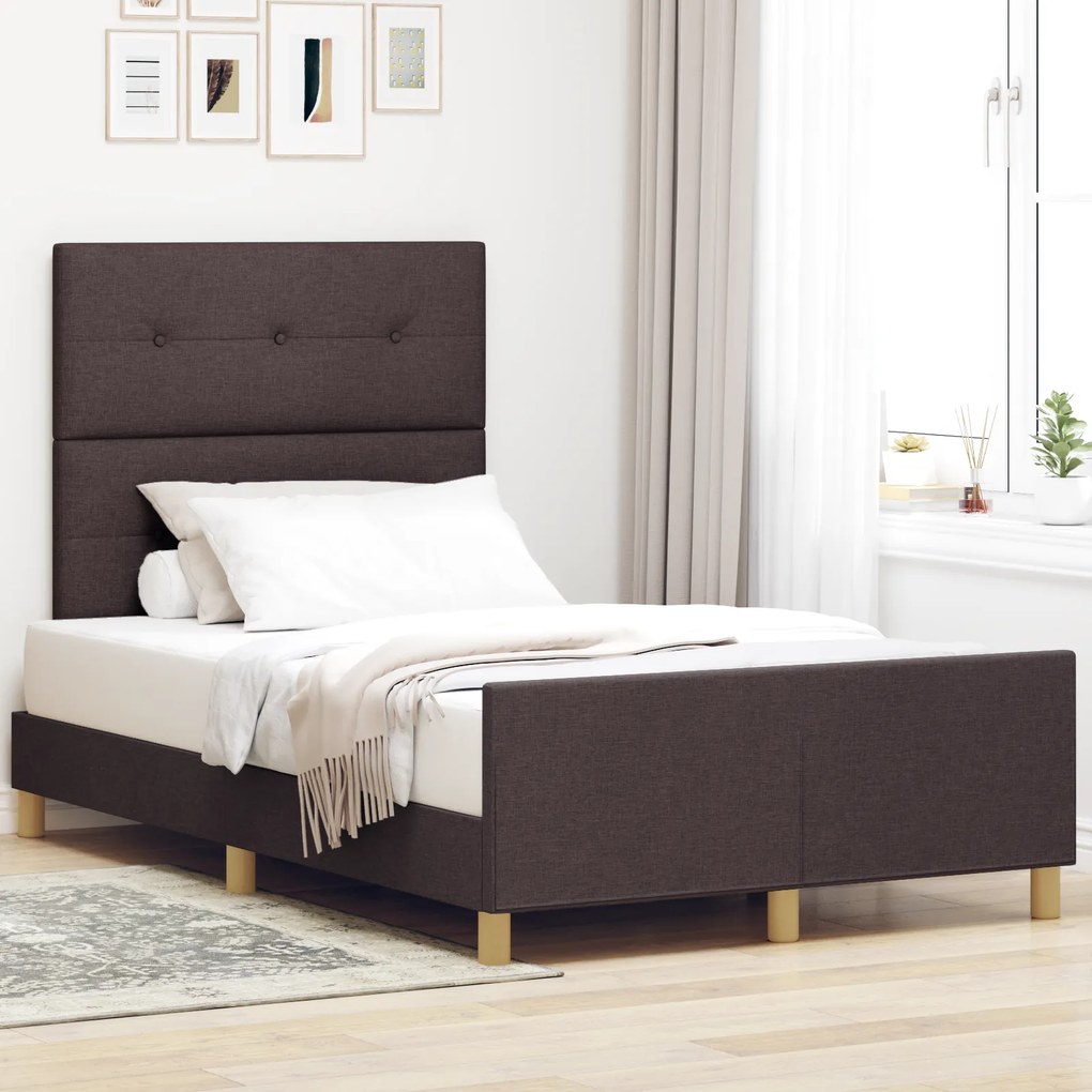 Cama vidaXL Marrom Escuro 120x200 cm Tecido