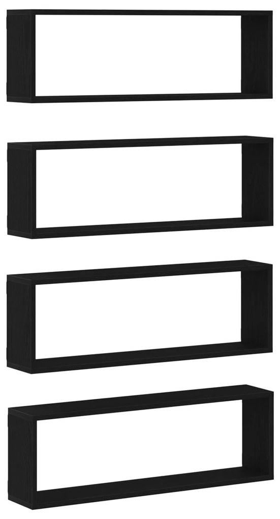 Prateleiras de Parede vidaXL 4 pcs Carvalho Preto 80x15x26 cm Madeira