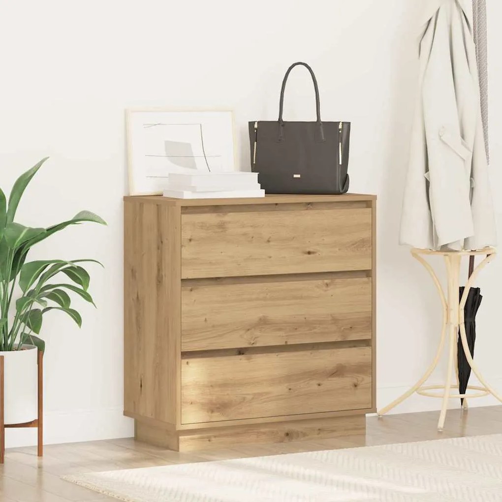 Criado-mudo vidaXL com LED Carvalho Artesanal 71x34,5x75 cm Madeira de