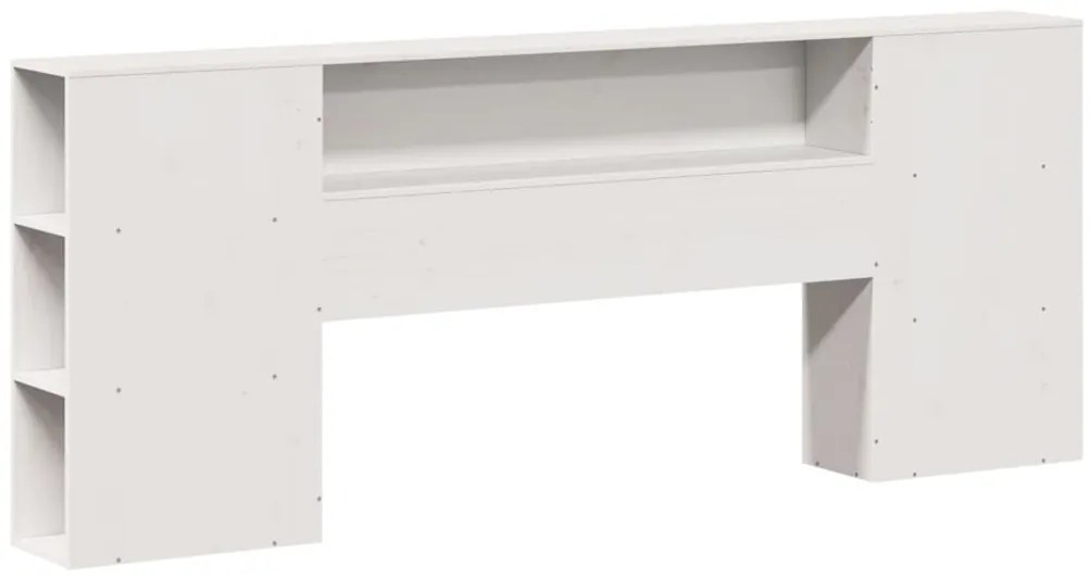 Cabeceira com arrumação 200 cm madeira de pinho maciça branco