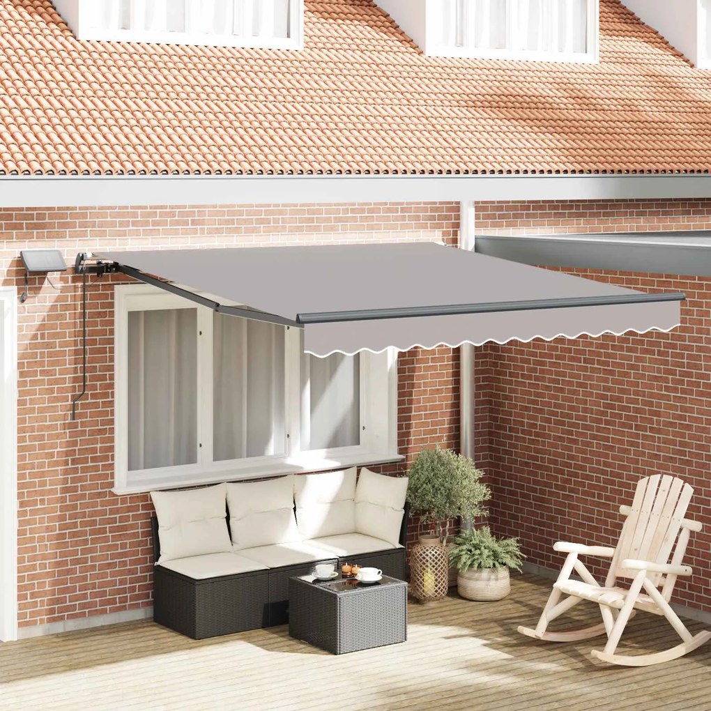 vidaXL Toldo Retrátil Manual Cinzento-claro 350 x 250 cm tecido